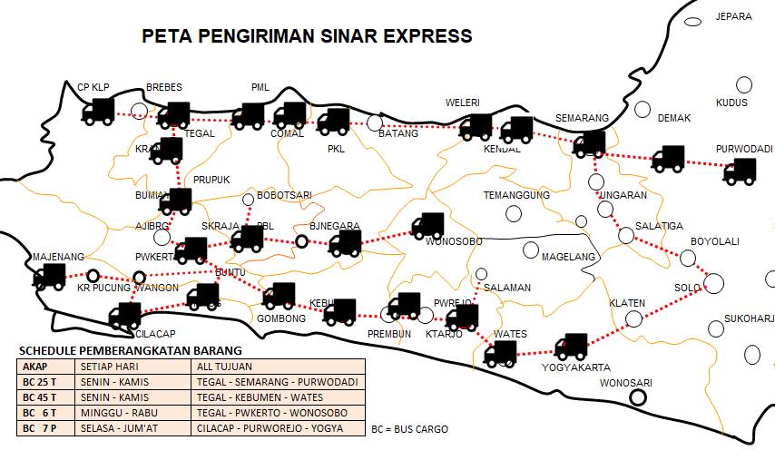 Peta Kiriman SINAR EXPRESS